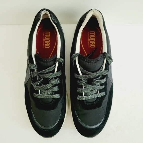 NEW Munro Piper Sneaker Suede Low Top Glitter Lace Up Arch Support Size 9.5 - Picture 4 of 7